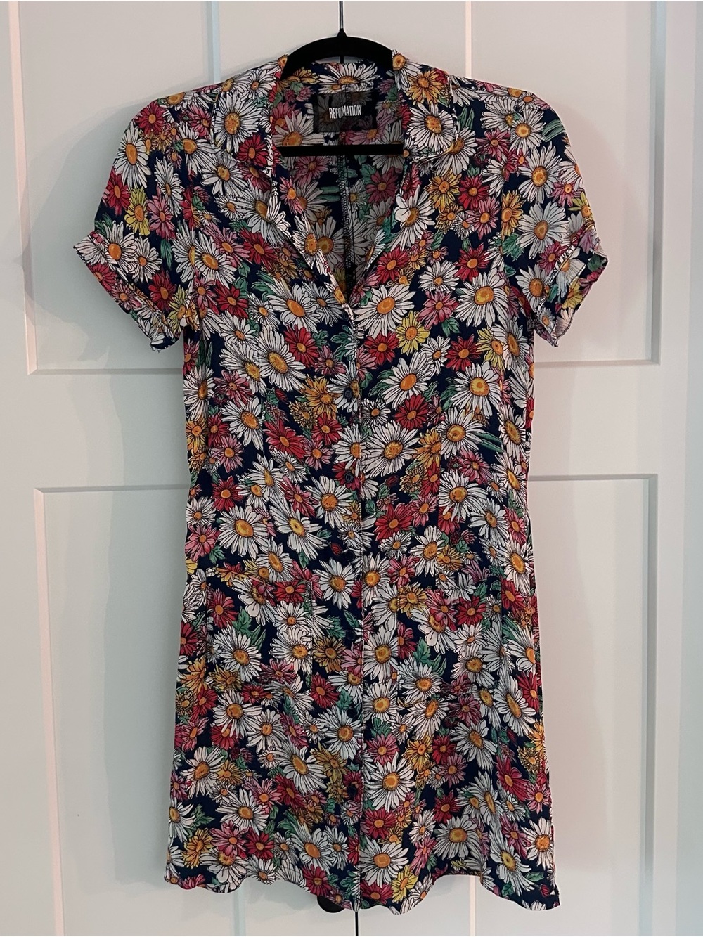 Reformation Multicolor Daisy-Print Mini Dress